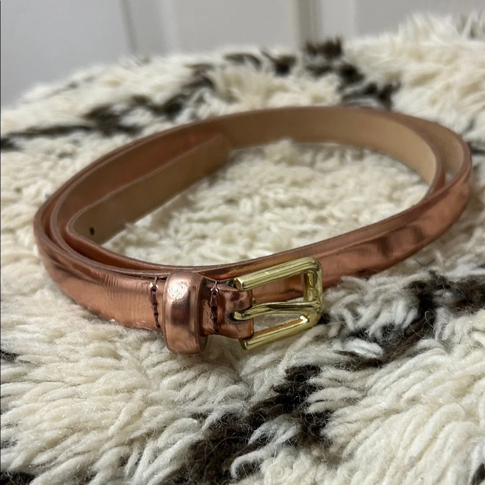 J. Crew Genuine Leather Rose Gold Belt - Picture 3 of 3